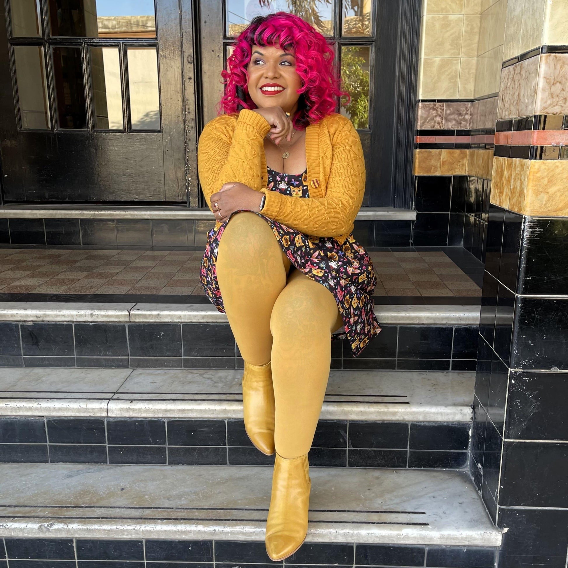 80 Denier Tights - Colonel Mustard - Snag