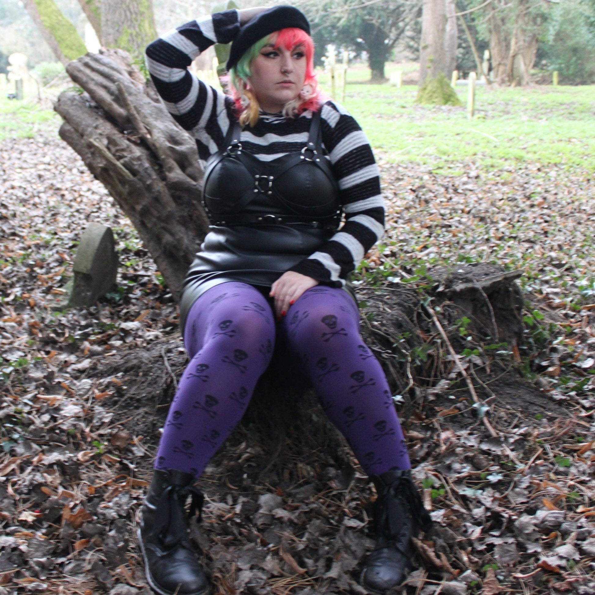 80 Denier Skullz Tights - Forbidden Fruit - Snag