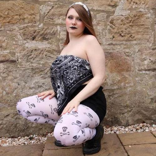 80 Denier Skullz Tights - Snow White - Snag