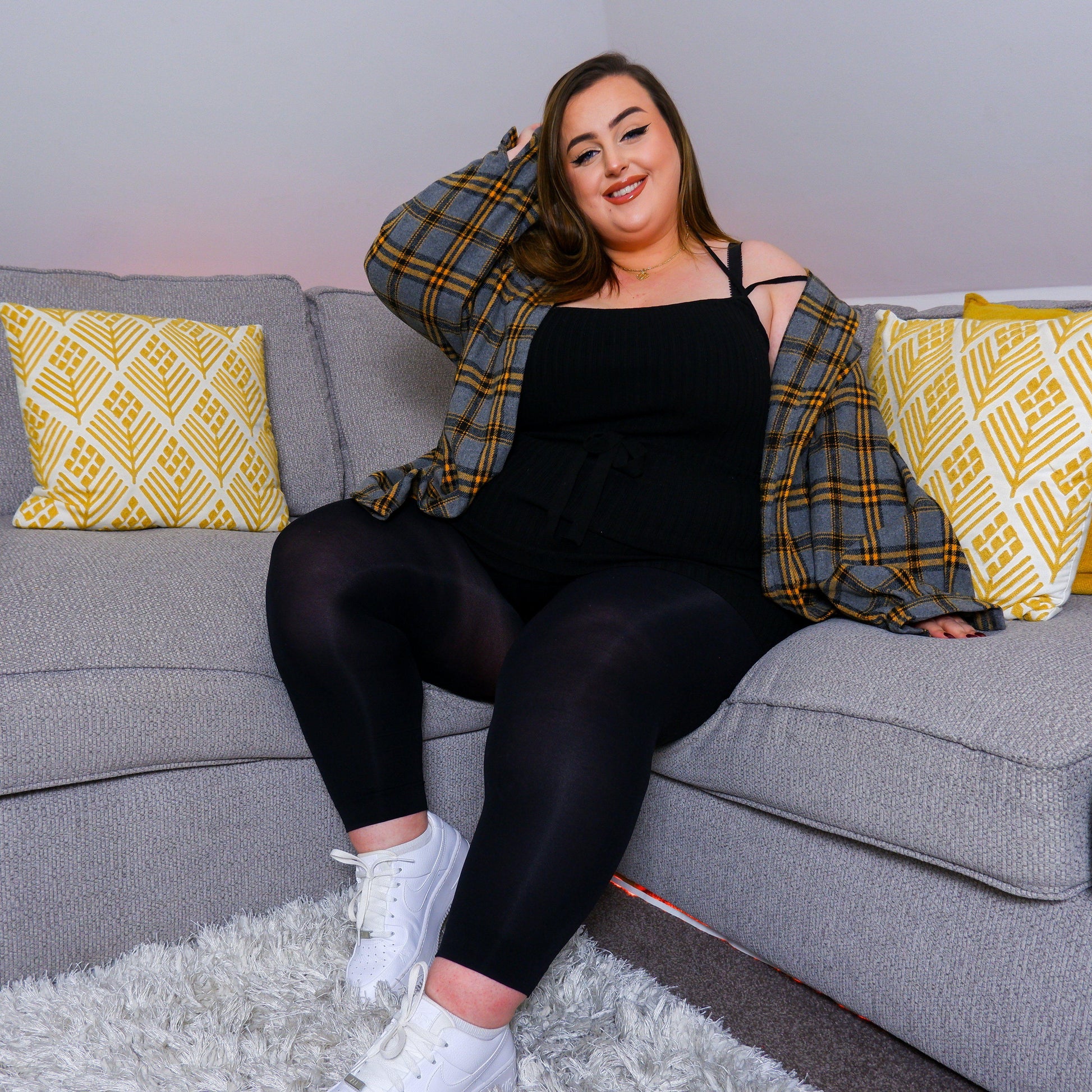 80 Denier Footless Tights - Black - Snag